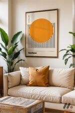 Bauhaus Turuncu Daire Çizgi Afişi Duvar Tablosu, Modern Ev Dekorasyonu - Görsel 6