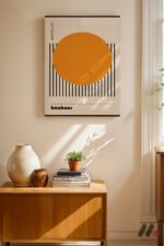 Bauhaus Turuncu Daire Çizgi Afişi Duvar Tablosu, Modern Ev Dekorasyonu - Görsel 8
