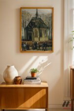 Van Gogh Köy Kilisesi Duvar Tablosu, Sanatsever Hediyesi - Görsel 4