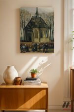 Van Gogh Köy Kilisesi Duvar Tablosu, Sanatsever Hediyesi - Görsel 8