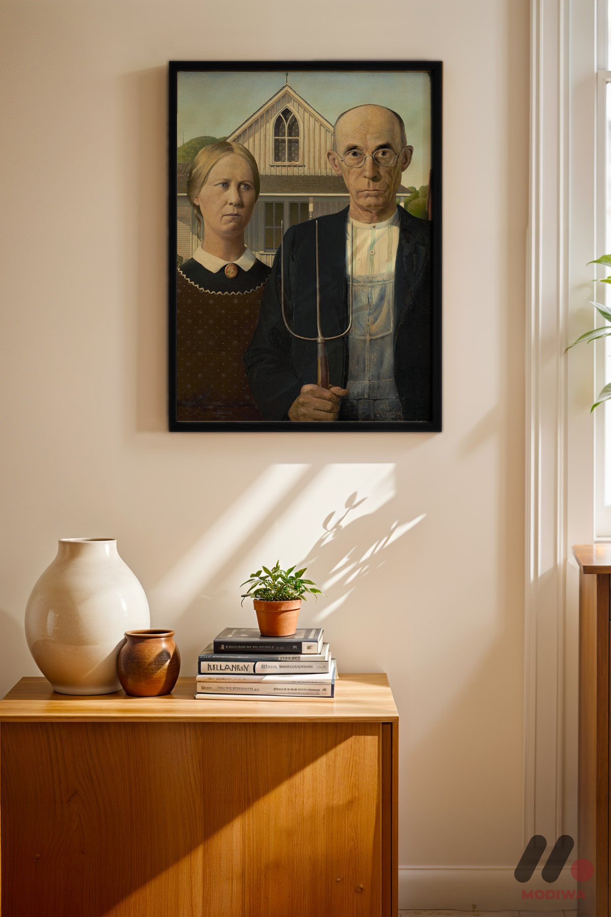 mdw-tbl-0542_ab4-3.jpg Grant Wood American Gothic Duvar Tablosu, Sanatsever Hediyesi - Görsel 1
