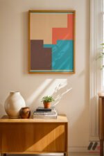 Pastel Geometrik Kompozisyon Duvar Tablosu, Sanatsever Hediyesi - Görsel 4