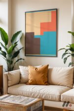 Pastel Geometrik Kompozisyon Duvar Tablosu, Sanatsever Hediyesi - Görsel 3