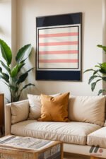 Pembe Çizgi Minimal Duvar Tablosu, Sanatsever Hediyesi - Görsel 6