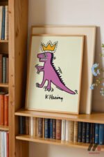 Taçlı Dinozor Pop Art Duvar Tablosu, Renkli Ev Dekorasyonu - Görsel 5