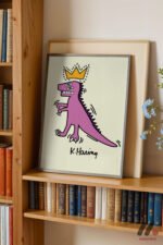 Taçlı Dinozor Pop Art Duvar Tablosu, Renkli Ev Dekorasyonu - Görsel 2