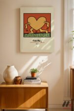 Kalp Taşıyan Figürler Pop Art Duvar Tablosu, Renkli Ev Dekorasyonu - Görsel 2