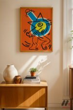 Turuncu Figür Pop Art Duvar Tablosu, Renkli Ev Dekorasyonu - Görsel 4