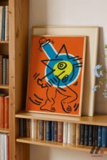 Turuncu Figür Pop Art Duvar Tablosu, Renkli Ev Dekorasyonu - Görsel 9