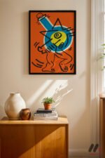 Turuncu Figür Pop Art Duvar Tablosu, Renkli Ev Dekorasyonu