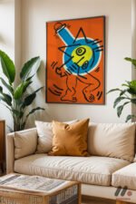 Turuncu Figür Pop Art Duvar Tablosu, Renkli Ev Dekorasyonu - Görsel 6
