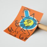 Turuncu Figür Pop Art Duvar Tablosu, Renkli Ev Dekorasyonu