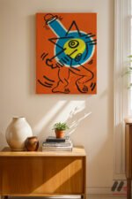Turuncu Figür Pop Art Duvar Tablosu, Renkli Ev Dekorasyonu - Görsel 8