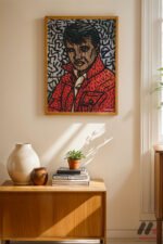 Kırmızı Ceketli Portre Pop Art Duvar Tablosu, Renkli Ev Dekorasyonu - Görsel 4