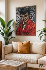 Kırmızı Ceketli Portre Pop Art Duvar Tablosu, Renkli Ev Dekorasyonu - Görsel 6