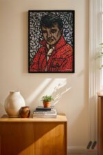 Kırmızı Ceketli Portre Pop Art Duvar Tablosu, Renkli Ev Dekorasyonu