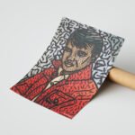 Kırmızı Ceketli Portre Pop Art Duvar Tablosu, Renkli Ev Dekorasyonu