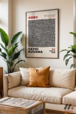 Yayoi Kusama Çizgi Deseni Duvar Tablosu, Sanatsever Hediyesi - Görsel 3