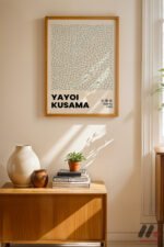 Yayoi Kusama Beyaz Ağ Deseni Duvar Tablosu, Sanatsever Hediyesi - Görsel 4