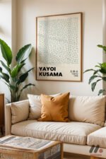 Yayoi Kusama Beyaz Ağ Deseni Duvar Tablosu, Sanatsever Hediyesi - Görsel 6