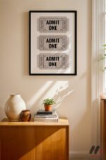 Admit One Sinema Bileti Duvar Tablosu, Film Severlere Hediye