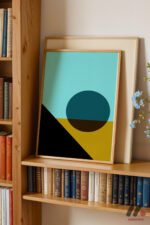 Turkuaz Daire Minimal Soyut Duvar Tablosu, Modern Ev Dekorasyonu - Görsel 5