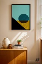 Turkuaz Daire Minimal Soyut Duvar Tablosu, Modern Ev Dekorasyonu