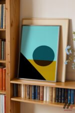 Turkuaz Daire Minimal Soyut Duvar Tablosu, Modern Ev Dekorasyonu - Görsel 2