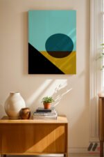 Turkuaz Daire Minimal Soyut Duvar Tablosu, Modern Ev Dekorasyonu - Görsel 8