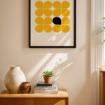 Bauhaus Sarı Kare Deseni Duvar Tablosu, Modern Ev Dekorasyonu