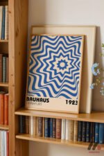 Bauhaus Mavi Dalga Deseni Duvar Tablosu, Modern Ev Dekorasyonu - Görsel 5