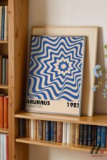 Bauhaus Mavi Dalga Deseni Duvar Tablosu, Modern Ev Dekorasyonu - Görsel 2
