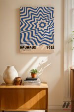 Bauhaus Mavi Dalga Deseni Duvar Tablosu, Modern Ev Dekorasyonu - Görsel 8