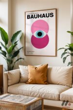 Bauhaus Pembe Daire Afişi Duvar Tablosu, Modern Ev Dekorasyonu - Görsel 6