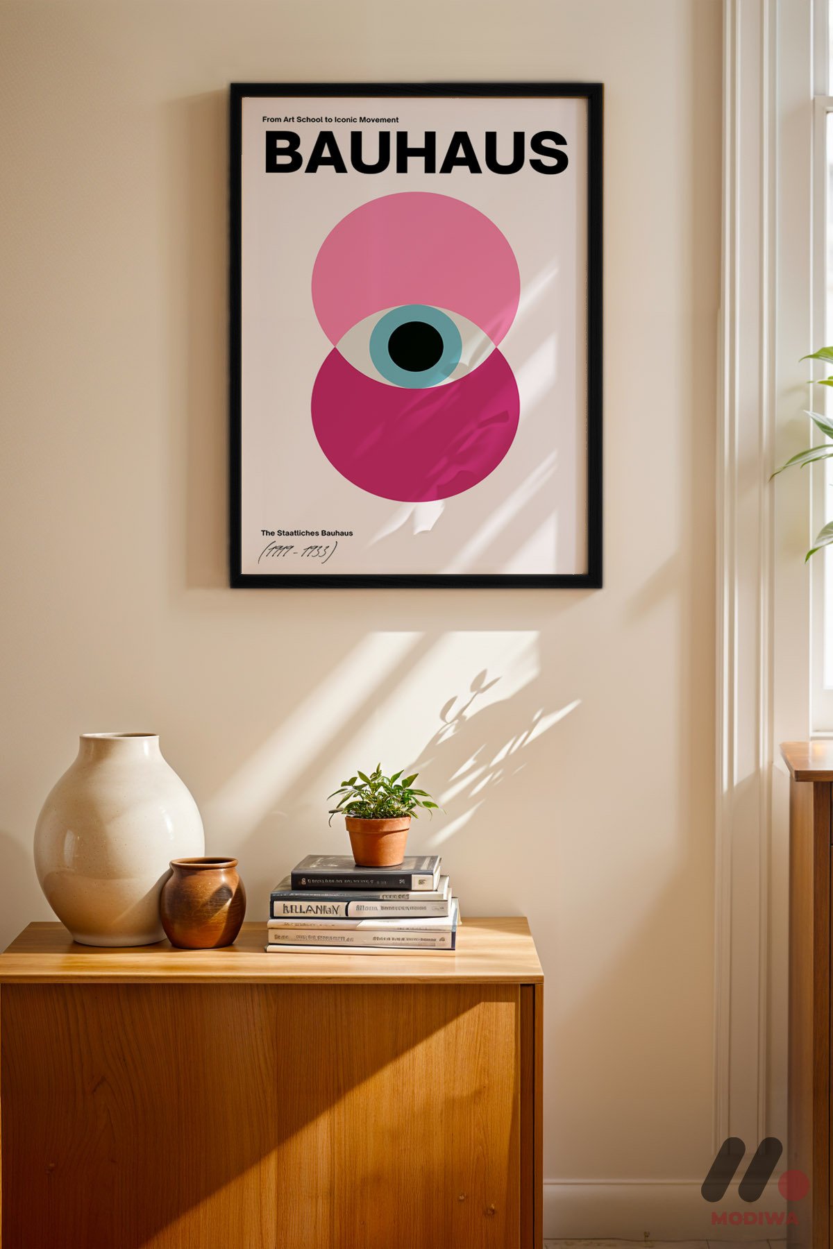 mdw-tbl-0638_ab4-2.jpg Bauhaus Pembe Daire Afişi Duvar Tablosu, Modern Ev Dekorasyonu - Görsel 1