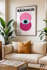 Bauhaus Pembe Daire Afişi Duvar Tablosu, Modern Ev Dekorasyonu - Görsel 3