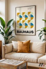 Bauhaus Renkli Yarım Daire Duvar Tablosu, Modern Ev Dekorasyonu - Görsel 3