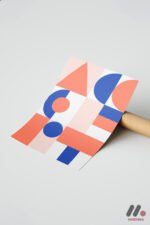 Bauhaus Turuncu Mavi Geometri Duvar Tablosu, Modern Ev Dekorasyonu - Görsel 7