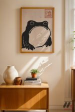 Minimal Kurbağa Çizimi Duvar Tablosu, Modern Ev Dekorasyonu - Görsel 4