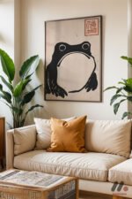 Minimal Kurbağa Çizimi Duvar Tablosu, Modern Ev Dekorasyonu - Görsel 3