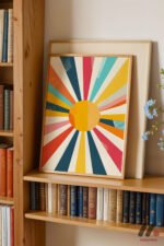 Retro Güneş Işını Deseni Duvar Tablosu, Modern Ev Dekorasyonu - Görsel 5
