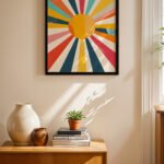 Retro Güneş Işını Deseni Duvar Tablosu, Modern Ev Dekorasyonu