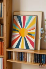 Retro Güneş Işını Deseni Duvar Tablosu, Modern Ev Dekorasyonu - Görsel 2