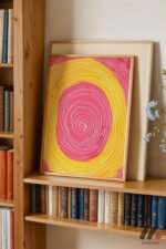 Pembe Sarı Spiral Soyut Duvar Tablosu, Modern Ev Dekorasyonu - Görsel 5