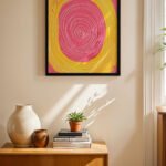 Pembe Sarı Spiral Soyut Duvar Tablosu, Modern Ev Dekorasyonu