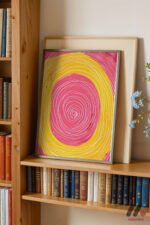 Pembe Sarı Spiral Soyut Duvar Tablosu, Modern Ev Dekorasyonu - Görsel 2