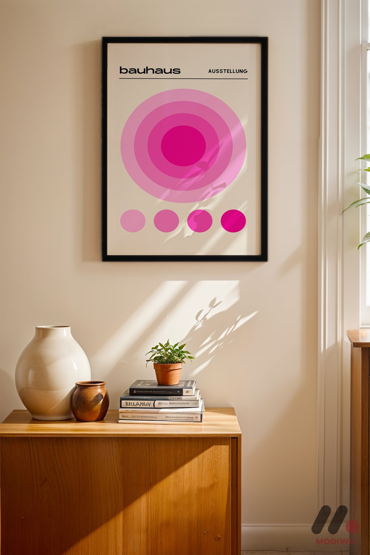 mdw-tbl-0670_ab4-2.jpg Bauhaus Pembe Daire Afişi Duvar Tablosu, Modern Ev Dekorasyonu - Görsel 1