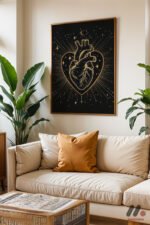 Altın Çizgi Kalp Mistik Duvar Tablosu, Modern Ev Dekorasyonu - Görsel 6