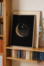 Altın Ay Mistik Poster Duvar Tablosu, Modern Ev Dekorasyonu - Görsel 2