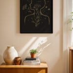 Altın Profil Botanik Poster Duvar Tablosu, Modern Ev Dekorasyonu